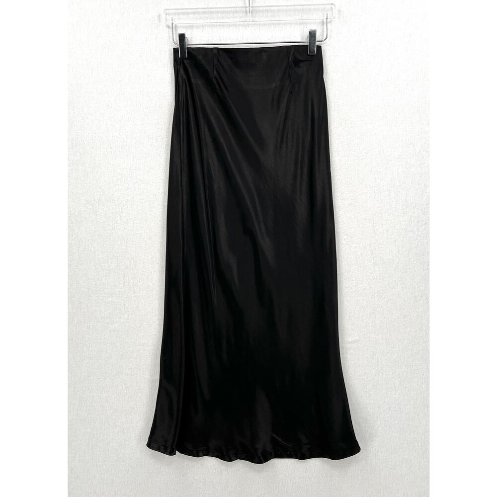 ENZA COSTA Satin Bias Cut Skirt Womens Small 1 Black Midi Pull on Slip Maxi NWOT - Picture 5 of 16